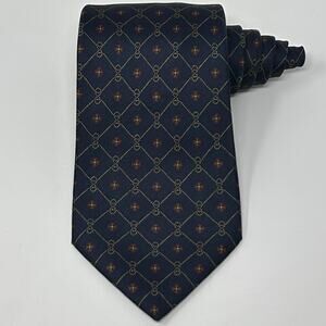 Vintage 90s Fendi Cravatte Tie Necktie Navy Blue Rope Knots Silk Made In Italy